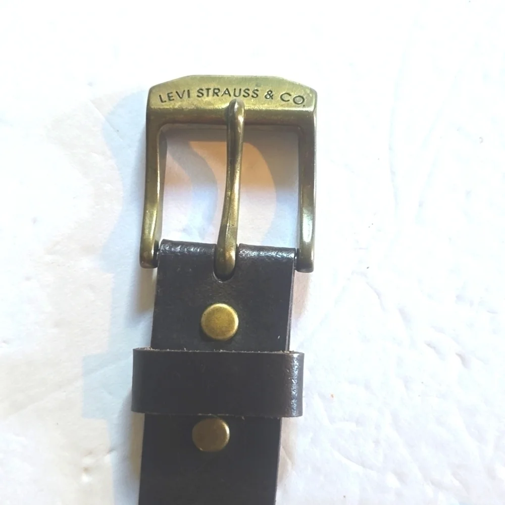 Levi Strauss & Co Vintage Dark Brown/Brass Buckle Neutral Belt Sz.M/L